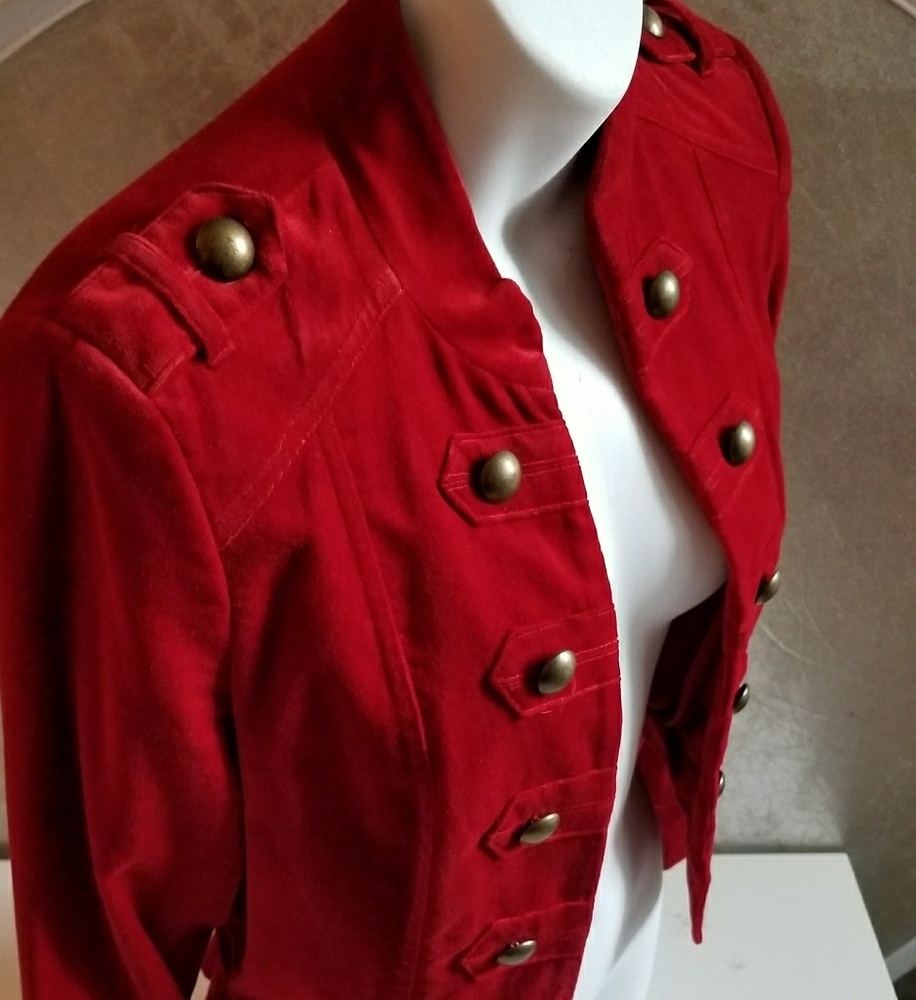 Sgt Pepper retro military style red velvet jckt